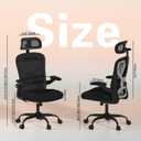 Home Office Desk Chairs, Ergonomic Office Chair with Lumbar Support & 3D Headrest, Computer Desk Chair with Flip-up Armrests, Perfect for Office or Study, Black/Silver