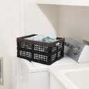 Kekow 15 L Black Plastic Collapsible Storage Basket, Folding Crates Storage, Set of 3