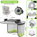 1 Set Hard Hat Sun Shade with Dual Solar Fan, Detachable Hard Hat Visor Full Brim with Neck Protection, High Visibility Mesh Hardhat Sun Shield Reflective Strip for Construction Workers (Light Grey)