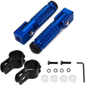 XINGWU M8 Motorcycle Foot Pegs 90 Degree Foldable Footpegs CNC Anti-Skid Footrest Universal for Yamaha Honda Suzuki Aprilia Electric Car Motorbike Mini Bike Dirt Pit Bike Passenger Pedal (Blue)