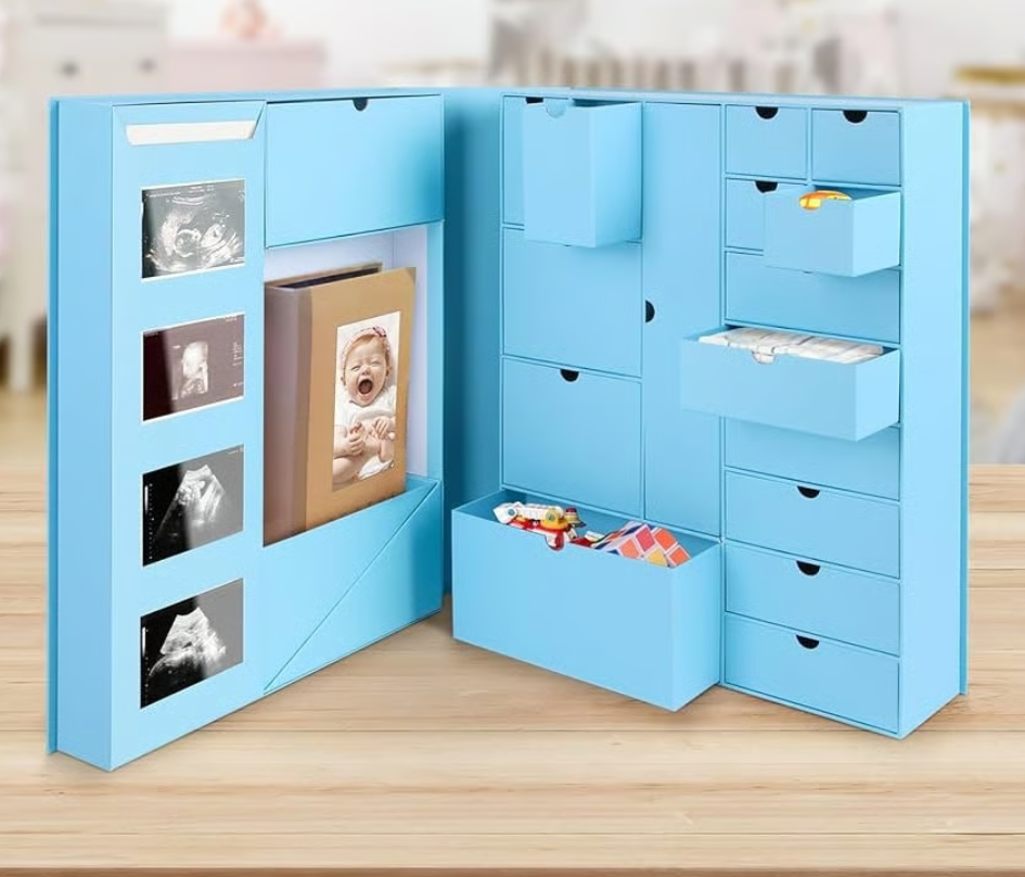 Baby Keepsake Box - Baby Memory Box - Baby Boy Girl Blue