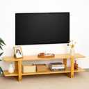 Bamboo TV Stand for TVs up to 65", Accent Entertainment Center with Storage, Media Console Table with Shelf, Modern TV Stand for Living Room, Bedroom, 55"(L), Burlywood