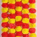 5 PC - 4.5 feet Marigold Garland Halloween Diwali Pooja Indian/American Wedding Party Mantle Decoration Faux Artificial Floral String Christmas Fall Festival Spring Bush Floral Decor - Yellow Magenta