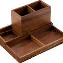 Walnut Wood Desk Organizer for Office, Pen Holder for Desk, Pen Organizer for Desk, Walnut Pencil Holder