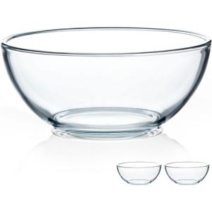 NUTRIUPS 8 Inch Tempered Glass Bowls 2 Pack, 50oz Pho Bowls, Clear Glass Soup Bowls for Kitchen Microwave and Oven Safe