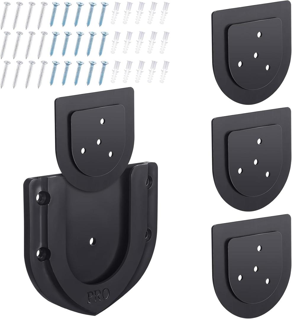 3 Sets Dart Board Mounting Bracket Dartboard Stand Holder Backing Accessories Portable Professional U Shaped Dart Board Wall Protectors with Screws Hanging Hardware (Black)
