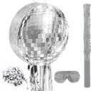 12.5 Inch Disco Party Pinata 80s 90s Disco Ball Pinata with Blindfold Stick Confetti for 80s 90s Discos Birthday Wedding Party Supplies Decor (Discos Ball)