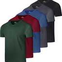 Real Essentials 5 Pack: Men's Mesh Short Sleeve V-Neck T-Shirt | Athletic Dry Fit V Neck Workout Shirt (L)