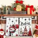 2 x Christmas Dish Towels Set of 2,Winter Hand Towels for Bathroom Decorative,Kitchen Decor Cleaning Drying Kitchen Towels Dishcloth 18 x 26 inches,White Snowman Christmas Tree