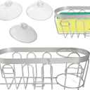 Sponge Drain Rack - Kitchen Sponge Drainer | Sponge Brush Holder | No Punch Suction Cup Sponge Organizer Storage Holder | Utensil Drying Rack for Bathroom, Sponge Holder for Kitchen Sink (Silver)
