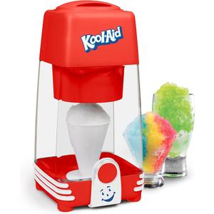 Kool-Aid Electric Ice Shaver for Snow Cones & Frozen Drinks – Single Serve Machine with Stainless Steel Blades – Reusable Cone and Freezing Bowl Mold Included – Red, White & Blue