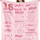 Sweet 16 Birthday Gifts for Girls 16th Birthday Decorations Big Sister Gifts for Little Girls Sweet 16 Gift Ideas for Daughter Sister Bestie Soft Throw Blanket Back in 2010-60x50 Inch - Pink