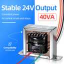 Control Transformer 24V 40VA, Multi-Tap 120/208/240V to 24V AC Industrial Power Transformer with Foot Mount, Easy Installation and Reliable Output for HVAC Furnace, Relays, and Gas Valves