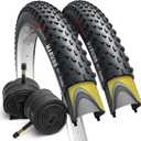 Fincci MTB 29 x 2.10 Mountain Bike Tires with 29 inch Bike Tire Tube Presta/Schrader Valve - Foldable Kevlar Tires 52-622 with 1mm Puncture Resistant - Marudo tire for Folding, Hybrid, Road, E-Bikes