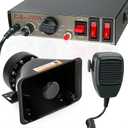 BooYu 9 Tones Police Emergency PA Siren System 12V 200W [Rectangle Speaker][125-135dB][Handheld Microphone][Hands-Free][2 x 10A Switches] for Firefighter Ambulance Vehicles Truck SUV ATV UTV