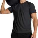 Men's Sun Protection Shirts Lightweight Athletic Quick Dry Rash Guard Cooling Tee (Gray, L)