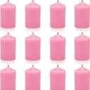 12 Pack 2x3 Inch Pink Pillar Candles for Romantic Valentine's Day, Unscented Column Candles for Home Restaurants Spa Church Weddings, Smokeless Dripless and Clean Burning Emergency Candle