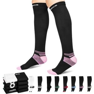 8 Pairs Compression Socks for Women Men Nurses L/XL(15-20mmhg) Easy on Knee High Compression Socks Providing Support