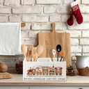 WHCHJ Christmas Gingerbread Train Kitchen Utensils Holder, Xmas Marshmallow Candy Cane Cupcake Wooden Utensil Organizer for Kitchen Decorations, Cute Christmas Desk Storage Organizer
