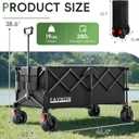 46" L Collapsible Foldable Extended Wagon, 500LB Weight Capacity with 280L Heavy Duty Folding Cart,Utility Wagon with All-Terrain Beach Wheel & Drink Holders,Black