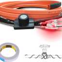 Cupohus Heat Tape for Water Pipes with Thermostat 3FT, Freeze Protection Self-Regulating Heat Trace Cable for Metal, Plastic Home Pipes, Roof and RV