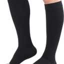 TOFLY 30-40mmHg Medical Graduated Compression Socks for Men & Women, Open Toe Knee High Compression Socks,Firm Support for Circulation Recovery,Shin Splints,Varicose Veins,Edema,Nursing, Black XL