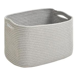 Storage Baskets for Organizing & Shelves, Woven Cotton Rope Organization Bins for Dog Toys, Clothes, Books, Nursery Organizer, 15" Lx11 Wx9.5 H, (1 Pack) Grey