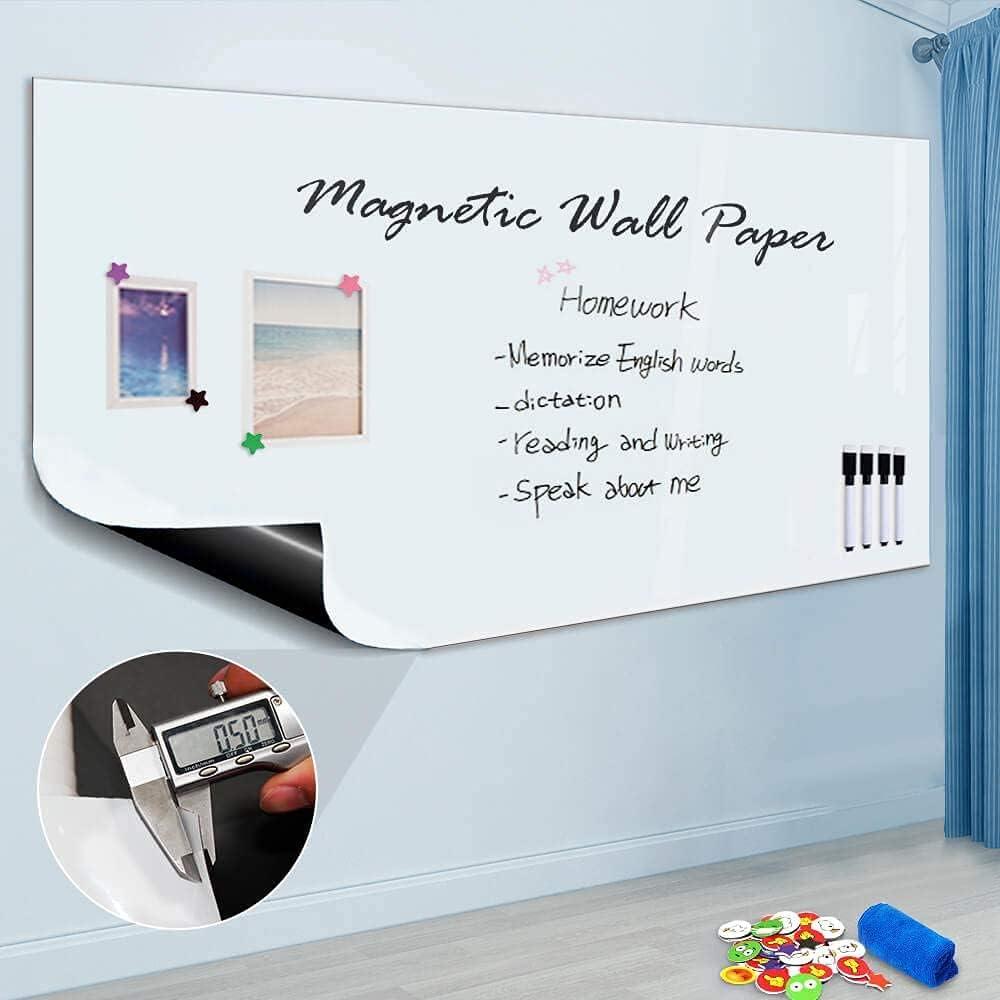 ZHIDIAN Magnetic Whiteboard Sticker for Wall/Door, 60" x 36" Large Self Adhesive White Board Wallpaper, Whiteboard Contact Paper, Large Dry Erase Sheet/Film for Office/Home/School