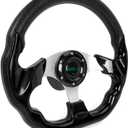 RASTP Boat Steering Wheel with 3/4 Axle Marine Steering Wheel Adapter for Most Marine boats,Vessels,Yachts,Pontoons Boat (Style A- Black)