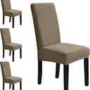 MOSAYT Velvet Stretch Chair Covers for Dining Room Set of 4 - Soft Slipcovers with Thick Removable Fabric for Parsons Chairs, Washable Seat Protectors for Kitchen, Banquet & Home Decor, Taupe