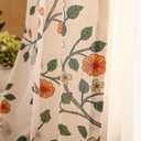 ISAENNE Vintage Beige Linen Semi Blackout Curtains with Grommets,Western Floral Pattern Decor Cottage Curtain for Kitchen Living Room Bedroom Window,2 Panels 53 Inches Wide by 79 Inches Long -Flora