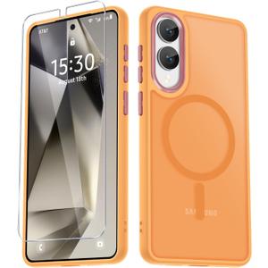 for Samsung Galaxy S25+ Plus Case, Matte Magnetic Phone Case with 1 Screen Protector, Support for Magsafe, Translucent Frosted Shockproof Protective Cover for Samsung Galaxy S25+ Plus, Black