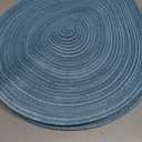 AHHFSMEI Round Braided Placemats Set of 6 Woven Table Mats for Dining Table Heat Resistant Easy to Clean Perfect for Kitchen & Home Decor (Silver Blue)