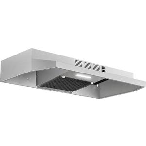 Zomagas Under Cabinet Range Hood 30 inch, Ducted/Ductless Convertible Kitchen Stove Hood, Stainless Steel Vent Hood w/Rocker Button Control, 2 Speeds Exhaust Fan, 280CFM, Stainless Steel