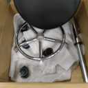 KKTONER PU Leather Round Rolling Stool with Foot Rest Swivel Height Adjustment Spa Drafting Salon Tattoo Work Office Massage Stools Task Chair Small (Black)