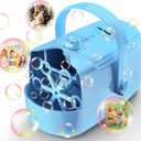 Bubble Machine Automatic Bubble Blower: Durable Bubble Maker 18000+ Big Bubbles Per Minute for Indoor Outdoor Wedding Birthday Party - Portable Bubble Machine for Kids Toddlers (Blue)
