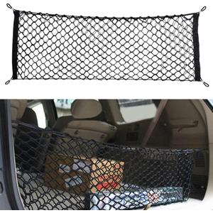 Car Rear Cargo Net, Universal Adjustable Elastic Trunk Cargo Storage Organizer Net, Double-Layer Storage Nylon Mesh Compatible for SUV, Jeep, Truck43.3 x 15.7in
