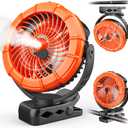 Ausic Portable Misting Clip on Fan, 100ml Camping Stroller Fan with LED, Max 45H Working Time Golf Cart Fans, 360 Rotate Cooling Spray, Outdoor Rechargeable Battery Fans for Travel/Home/Beach (Orange)