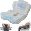 Urban Deco Memory Foam Seat Cushion, Office Chair Seat Cushion with L-Shaped Design, Ergonomic Back and Seat Pad Cushion for Car, Driving, Office, Grey