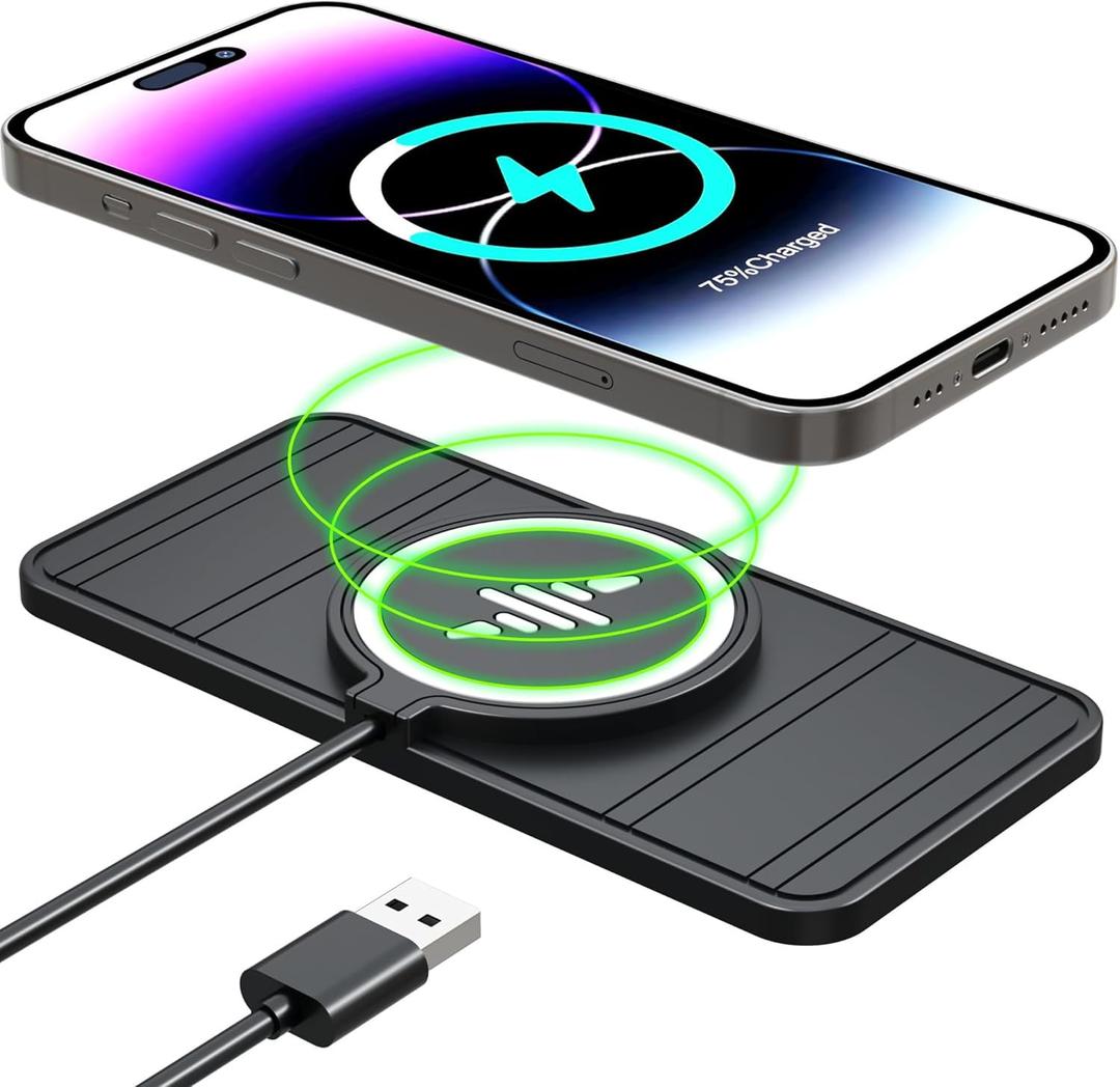 Wireless Car Charger Pad, LANSEMKU 15W Fast Car Wireless Charging Pad for Car Center Console DIY Trim-to-Fit, No Interior Damage,for iPhone 16 15 14 13 12 Pro Max, Samsung S23 S22 (30cm Cable)