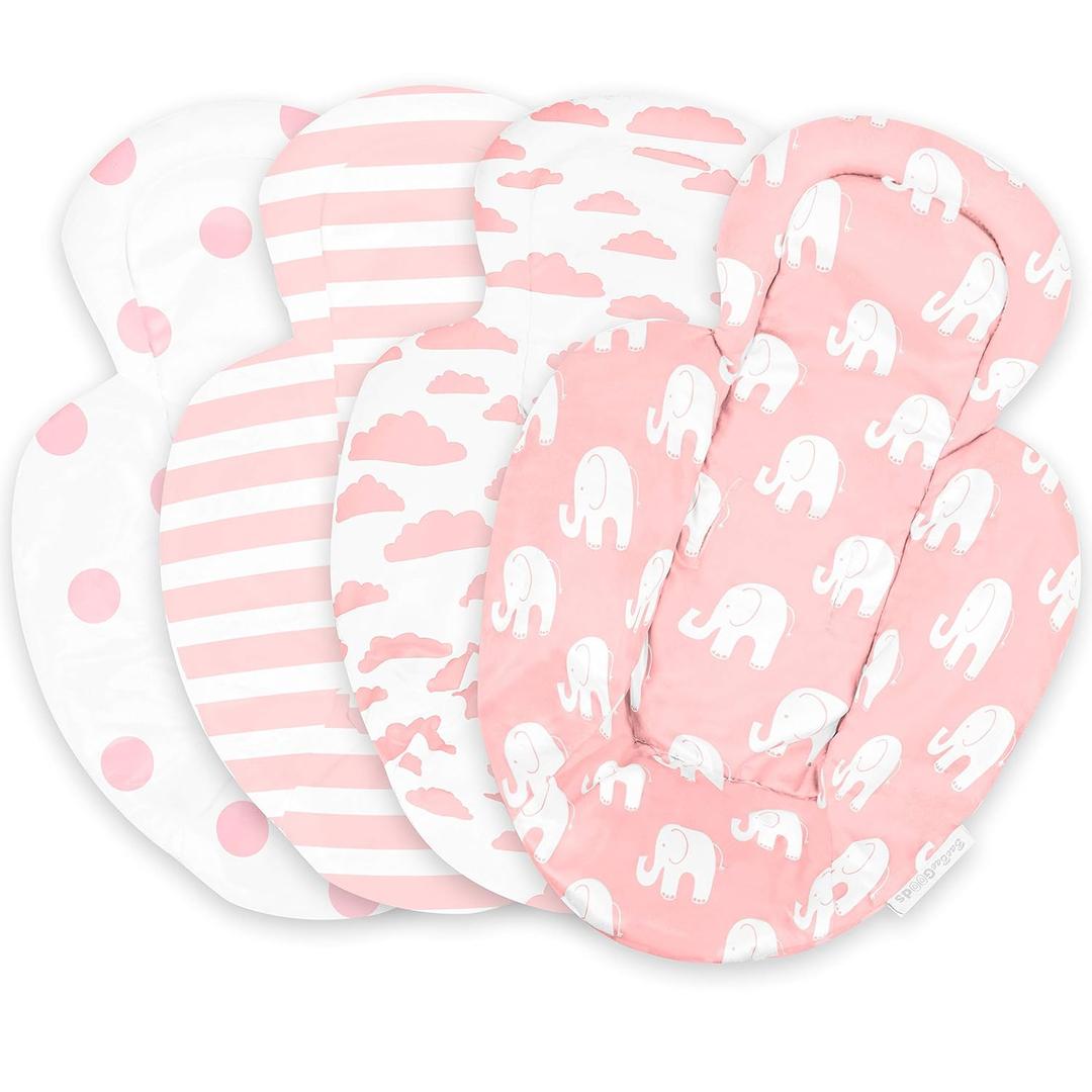 Infant Insert Compatible with 4Moms Mamaroo & Rockaroo  Car Seat Insert 2 Pack  Reversible Infant Car Seat Insert  Rockaroo & Mamaroo Newborn Insert  Soft Plush Minky Car Seat Head Support Insert