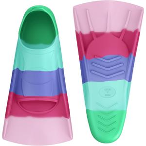 Gintenco Swim Fins, Kids Swim Training Fins for Lap Swimming, Travel Size Flippers with Mesh Bag, Silicone Swimming Fins for Kids Teens Adults Women Men (S(KIDS 2-3/ US Women 3-5), CH07)