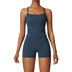 QBGJTD Two Piece Workout Sets For Women Tank Top Matching High Waist Booty Lifting Shorts Gym Yoga Active Wear Outfits XL