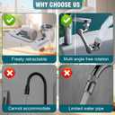 1080Swivel Faucet Extender, Sink Water Faucet Aerator Extension, kitchen sink faucet, Kitchen Rotating Extension with 2 Mode Splash (Silver, Long arm extender)