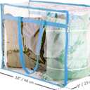 Clear Vinyl Zippered Storage Bags (3-Pack) 40L Sturdy Storage Bags for Sweaters, Blankets, Comforters, Bedding Sets and Much More! (Light Blue, 18x15x9)