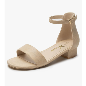 Athlefit Girls Sandals Open Toe Ankle Strap Low Heels Girl Dress Shoes For Toddler Little Big Kid Size 12