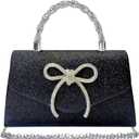 Women Evening Bag Sparkly Bow Clutch Purses Wedding Glitter Rhinestone Clutch Bags Dressy Handbags for Party, Prom (Black)