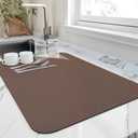HotLive Dish Drying Mat for Kitchen Counter, Heat Resistant Drainer Mats with Non-slip Rubber Backed, Hide Stain Kitchen Super Absorbent Draining Mat, Easy to Clean Dish Rack Pad, Brown 16"x18"