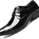 Men's Fashion High Gloss Patent Leather Oxford Formal Business Casual Lace Up Elegant Dress Shoes (M 11, Black)
