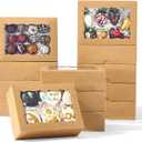 20PCS 8x5x2 Inch Bakery Boxes Cookie Boxes with Window Treat Boxes Bakery Packaging for Dessert Donut,Muffins,Chocolate,Cupcake,and Candy Gift Giving Christmas Valentine's Mother's Day (Brown)